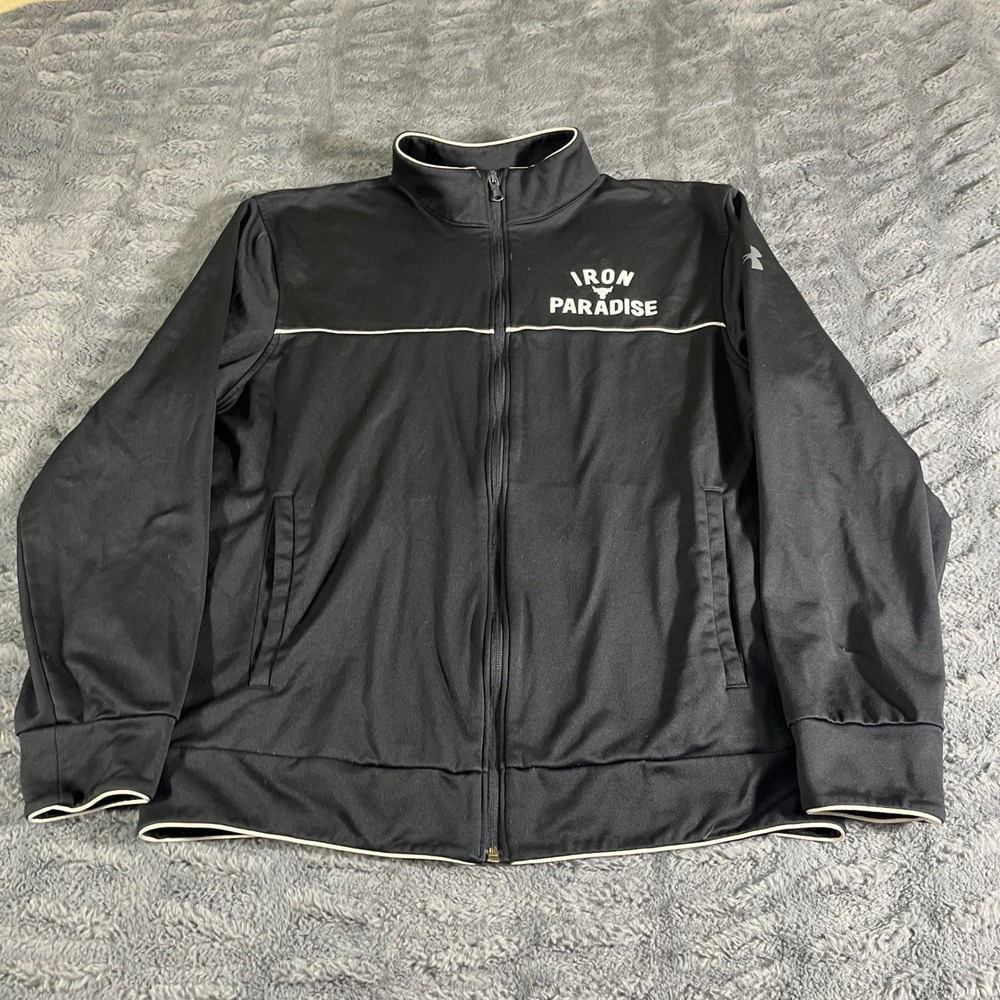 Under Armour Project Rock Iron Paradise Track Jacket Black 1361750 Mens Large